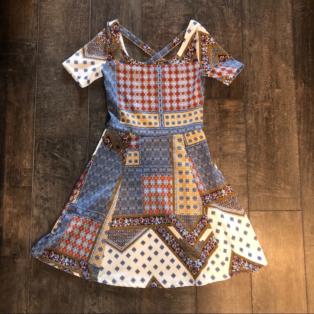 Boho Print Skater Dress